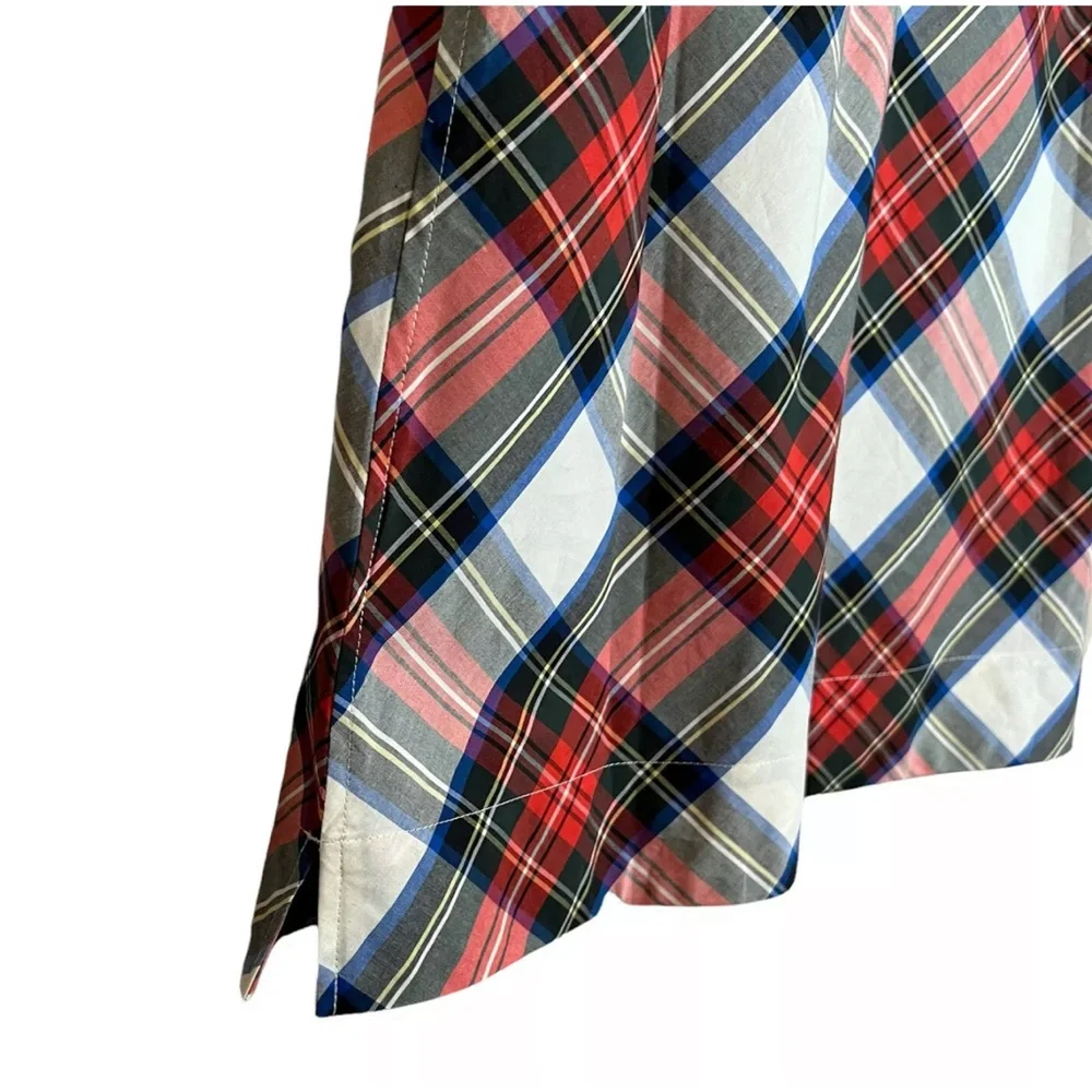 J. Crew Cotton Bow Shoulder Top In Festival Plaid Red